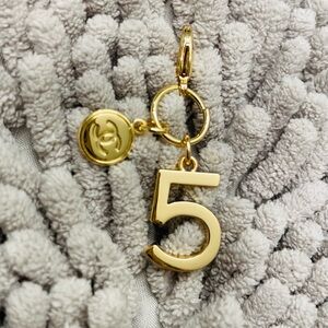 CHANEL Beaute Goldtone Number 5 Pendant Charm with CC Medallion